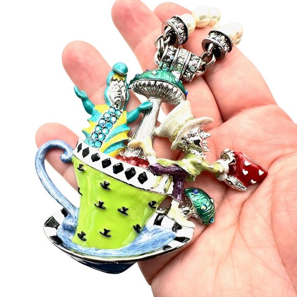 Kirks Folly Womens Necklace Crystal Magnetic Enhancer Wonderland Tea Party - Picture 3 of 4